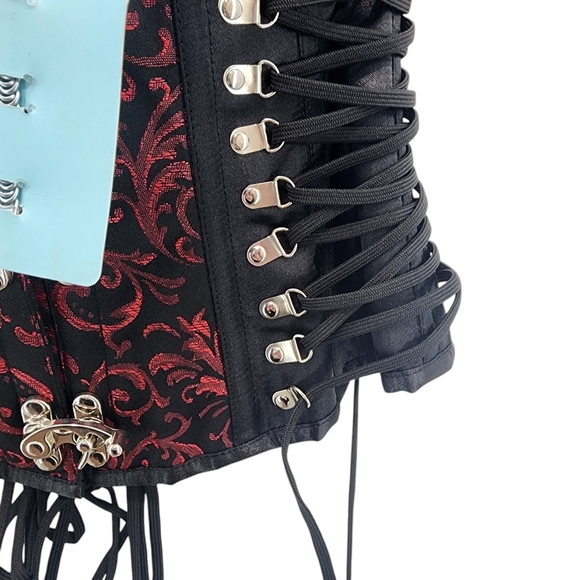 Bunny Corset Women's Calliope Underbust Corset Gothic Black/Maroon - Picture 4 of 12